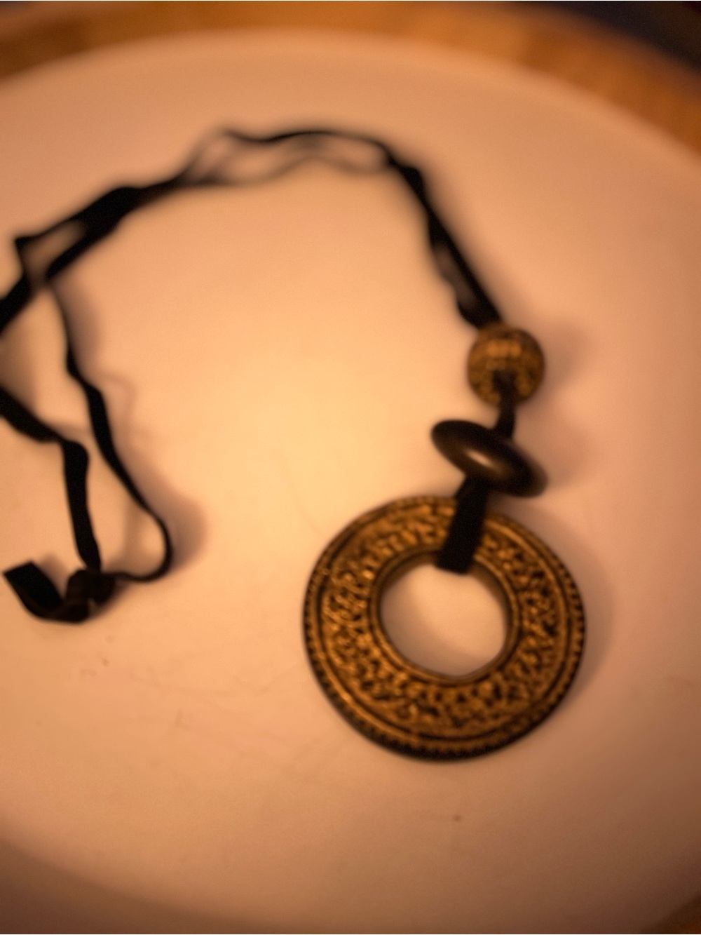 Vintage Chicos Gold-Tone Filigree Round Pendant Necklace - Women Jewelry